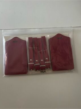 Travelambo Red vegan Leather Luggage Tag Set of 4